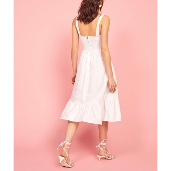 NEW Reformation Dolci Linen Dress White 12 - Picture 13 of 17